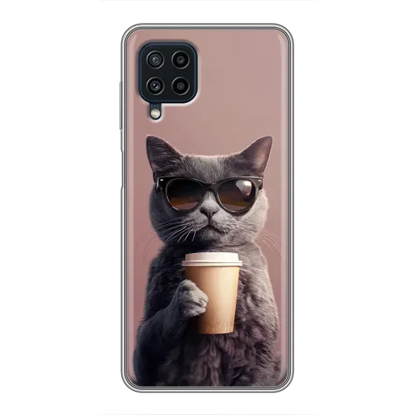Чехол с принтом «Кот с кофе» для Samsung Galaxy A22