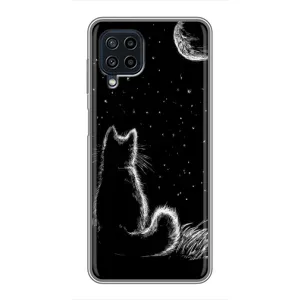 Чохол з принтом для Samsung Galaxy A22 (AlphaPrint) Модні коти (Котик і місяць)