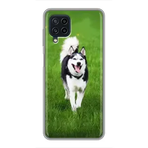 Чехол с Хаски для Samsung Galaxy A22 - (AlphaPrint) (Радостный Хаски)