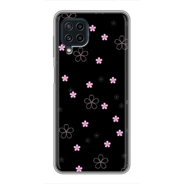 Чехол с принтом «Розовые цветы на черном» для Samsung Galaxy A22