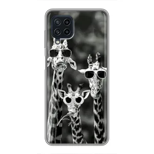 Силиконовый чехол с КАРТИНКАМИ лето для Samsung Galaxy A22 (AlphaPrint) (Жирафы в очках)