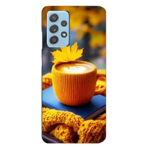 Чехол с уникальным дизайном «Осень с кофе» для Samsung Galaxy A23 (Кофе на желтом пледе)