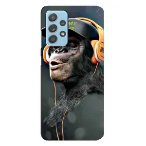 Чехол с Обезьянами Samsung Galaxy A23 - (AlphaPrint) (В наушниках)