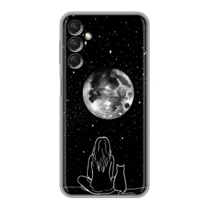 Чехол с рисунком кот на Samsung Galaxy A24 (Девушка с котом)