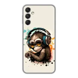 Чехол с Обезьянами Samsung Galaxy A24 - (AlphaPrint) (Макака в наушниках)