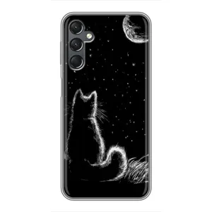 Чехол с принтом для Samsung Galaxy A25 (A256) (AlphaPrint) Модные коты (Котик и луна)