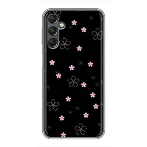 Чохол з розовим принтом для Samsung Galaxy A25 (A256) (Рожеві квіти на чорному)