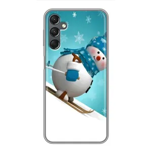 Новогодние Чехлы для Самсунг А25 (VPrint) (Снеговик на лыжах)