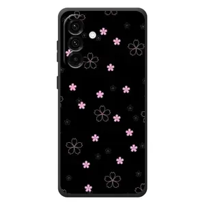Чохол з розовим принтом для Samsung Galaxy A27 (Рожеві квіти на чорному)
