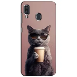 Чохол з принтом «Кіт з кавою» для Samsung Galaxy A30 2019 (A305F)