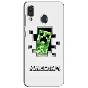 Чехол Майнкрафт на Samsung Galaxy A30 2019 (A305F) (AlphaPrint) Minecraft (крипер Майнкрафт)
