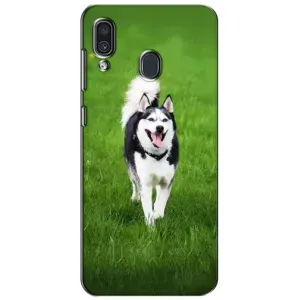 Чехол с Хаски для Samsung Galaxy A30 2019 (A305F) - (AlphaPrint) (Радостный Хаски)
