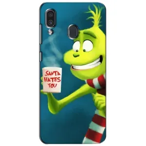 Рождественские Чехлы для Samsung Galaxy A30 2019 (A305F) (VPrint) (Зеленый Гринч)