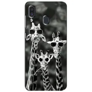 Силиконовый чехол с КАРТИНКАМИ лето для Samsung Galaxy A30 2019 (A305F) (AlphaPrint) (Жирафы в очках)