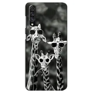 Силиконовый чехол с КАРТИНКАМИ лето для Samsung Galaxy A30s (A307) (AlphaPrint) (Жирафы в очках)