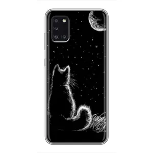 Чехол с принтом для Samsung Galaxy A31 (A315) (AlphaPrint) Модные коты (Котик и луна)