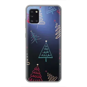 Зимні Чохли для Samsung Galaxy A31 (A315) - прозорий фон (Різдвяні ялинки)