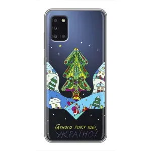 Зимні Чохли для Samsung Galaxy A31 (A315) - прозорий фон (Різдвяний герб)