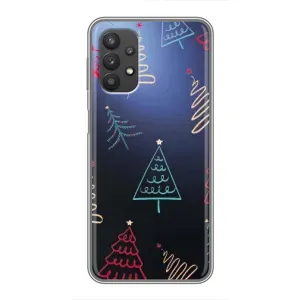 Зимні Чохли для Samsung Galaxy A32 (5G) - прозорий фон (Різдвяні ялинки)