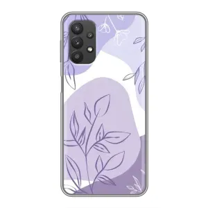 Силиконовый чехол с принтом в цветах на Samsung Galaxy A32 (Фиолетовые листья абстракция)