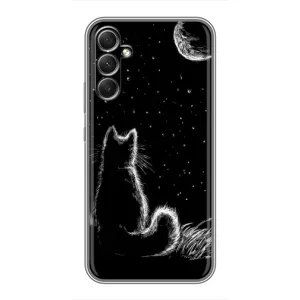 Чехол с принтом для Samsung Galaxy A34 (AlphaPrint) Модные коты (Котик и луна)