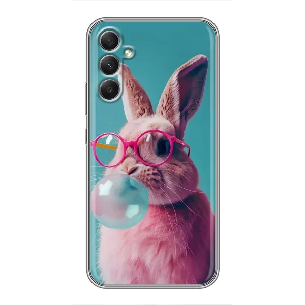 Чехол с принтом «Кролик в очках» для Samsung Galaxy A34