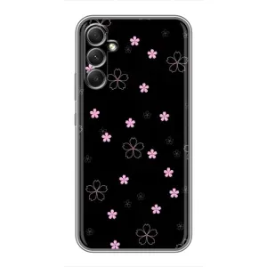 Чохол з розовим принтом для Samsung Galaxy A34 (Рожеві квіти на чорному)