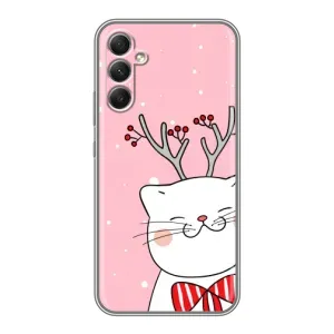 Новогодние Чехлы для Самсунг Гелекси А34 (VPrint) (Зимний кот)