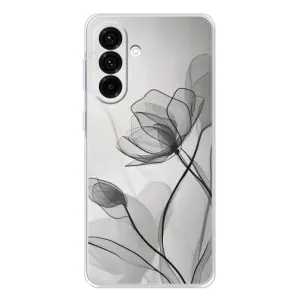 Чехол с цветочным принтом на Гелекси А36 5G (Черные цветы)