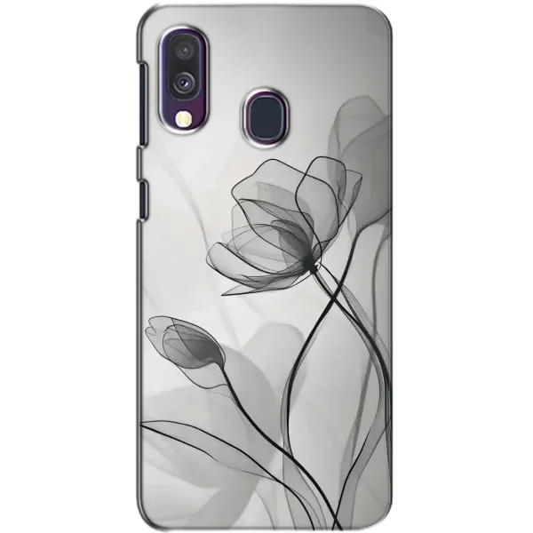 Чохол з принтом «Чорні квіти» для Samsung Galaxy A40 2019 (A405F)