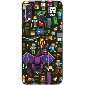 Чохол Майнкрафт на Samsung Galaxy A40 2019 (A405F) (AlphaPrint) Minecraft (Колаж Майнкрафт)
