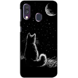 Чохол з принтом для Samsung Galaxy A40 2019 (A405F) (AlphaPrint) Модні коти (Котик і місяць)
