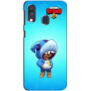 Чехол для Samsung Galaxy A40 2019 (A405F) Бравл Старс (VPrint) (Леон акула)