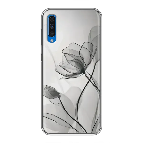 Чехол с принтом «Черные цветы» для Samsung Galaxy A50 2019 (A505F)