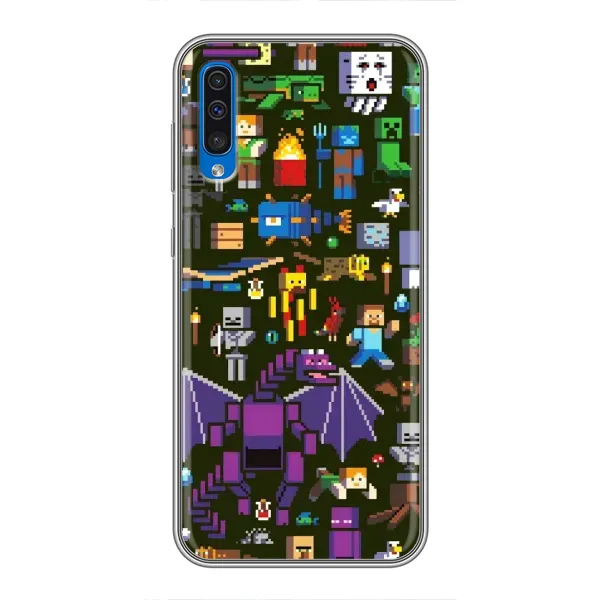 Чехол с принтом «Коллаж Майнкрафт» для Samsung Galaxy A50 2019 (A505F)