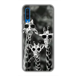 Силіконовий чохол з КАРТИНКАМИ літо для Samsung Galaxy A50 2019 (A505F) (AlphaPrint) (Жирафи в окулярах)