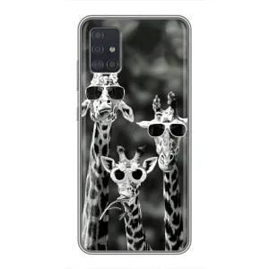 Силіконовий чохол з КАРТИНКАМИ літо для Samsung Galaxy A51 5G (A516) (AlphaPrint) (Жирафи в окулярах)