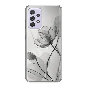 Чехол с цветочным принтом на Самсунг А52 (5G) (Черные цветы)