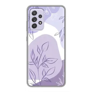 Силиконовый чехол с принтом в цветах на Samsung Galaxy A52 5G (A526) (Фиолетовые листья абстракция)