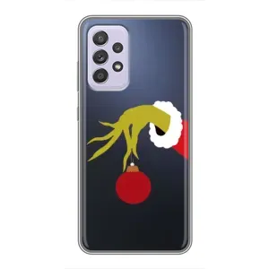 Зимние Чехлы для Самсунг А52 (5G) - прозрачный фон (Гринч с игрушкой)