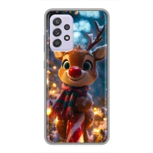 Яркий чехол для Samsung Galaxy A52 5G (A526) с Зимними Оленятами (Олень с шарфом)