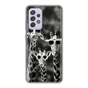 Силиконовый чехол с КАРТИНКАМИ лето для Samsung Galaxy A52 5G (A526) (AlphaPrint) (Жирафы в очках)