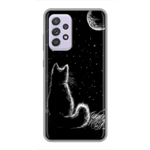 Чохол з принтом для Samsung Galaxy A52s 5G (A528) (AlphaPrint) Модні коти (Котик і місяць)