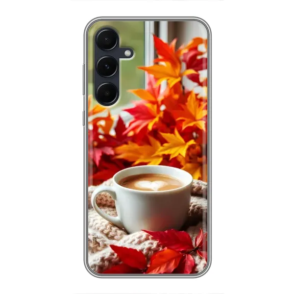 Чехол с принтом «Кофе и листья» для Samsung Galaxy A55 Чехол с принтом «Кофе и листья» для Samsung Galaxy A55