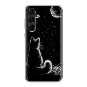 Чохол з принтом «Котик і місяць» для Samsung Galaxy A55