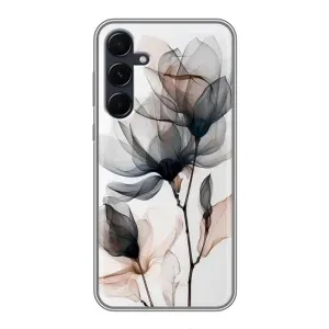 Чехол с цветочным принтом на Самсунг А55 (5G) (Цветы на белом)