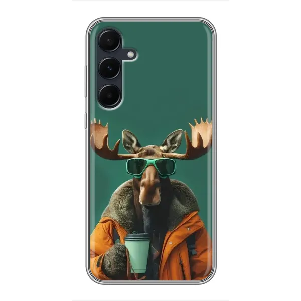Чехол с принтом «Лось с кофе» для Samsung Galaxy A55 Чехол с принтом «Лось с кофе» для Samsung Galaxy A55