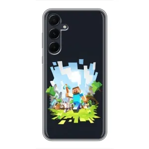 Чехол Майнкрафт на Samsung Galaxy A55 (AlphaPrint) Minecraft (персонажи Minecraft)