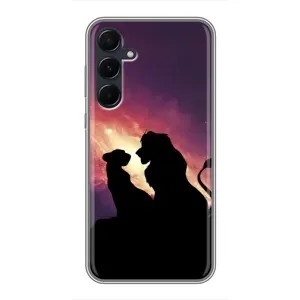Чехол Король лев на Самсунг А55 (5G) (Силуэт Симба и Налу)