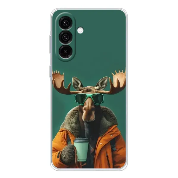 Чехол с принтом «Лось с кофе» для Samsung Galaxy A56 5G Чехол с принтом «Лось с кофе» для Samsung Galaxy A56 5G
